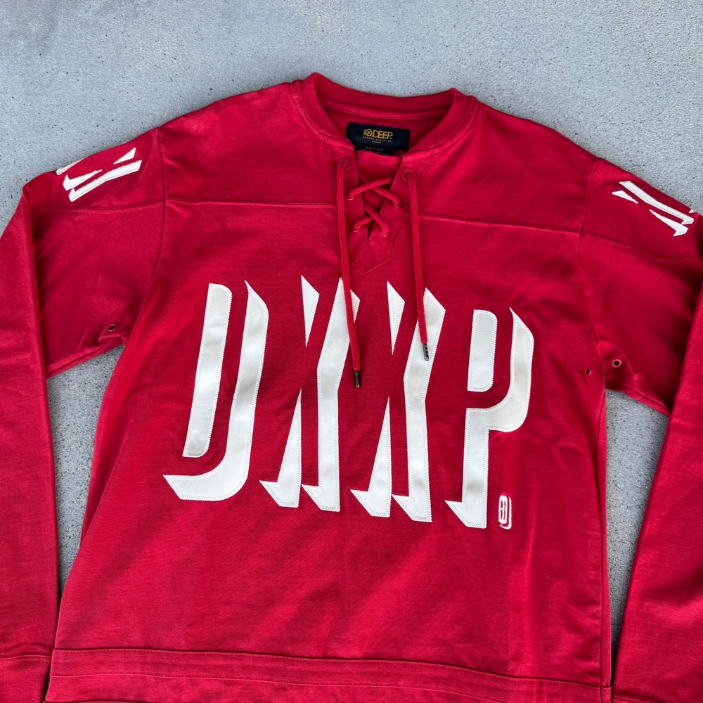 10‎ Deep Red Lace Up Long Sleeve Hockey Jersey Men Medium